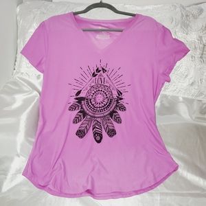 No Boundaries Juniors Plus Size V-Neck Cropped Sleeve Tee w/ Tribal Design 187